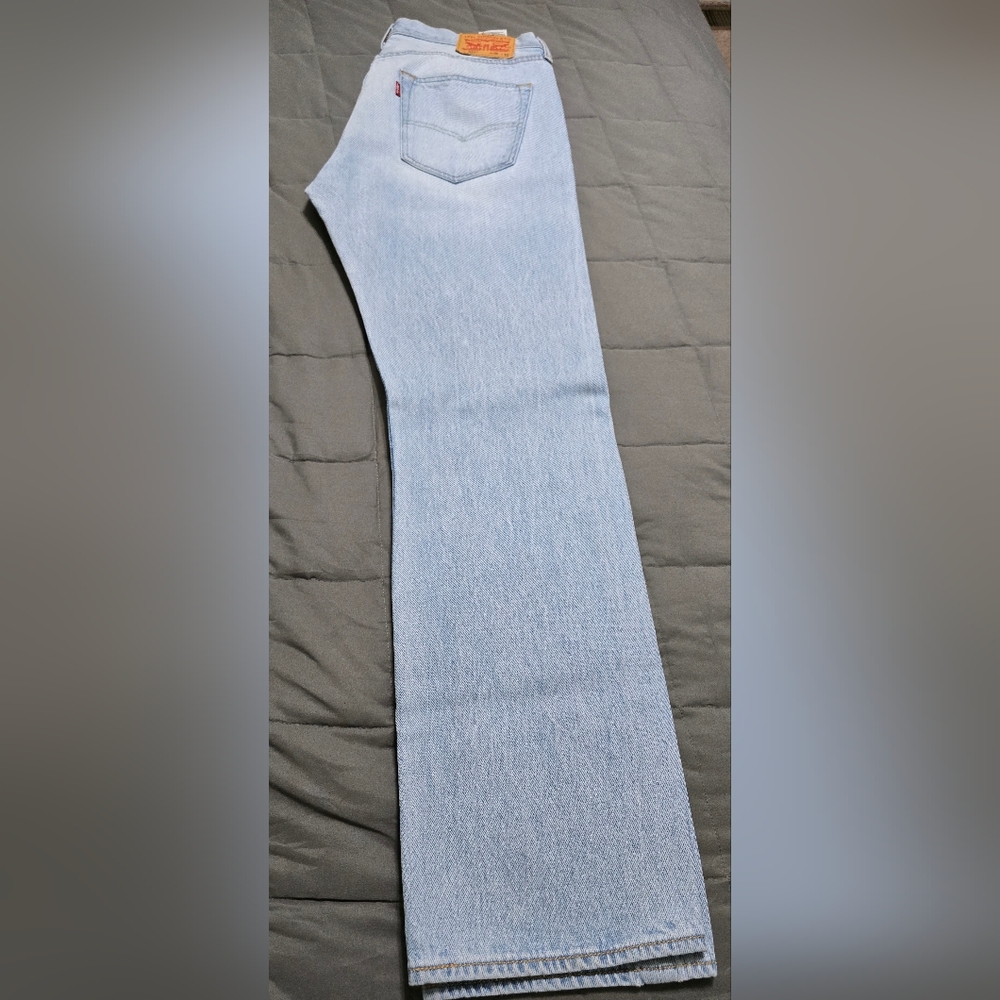 Levi's 501 Button Fly Light Blue Straight Jeans